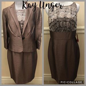 NWT! Kay Unger bronze dress blazer 2 pieces set 10